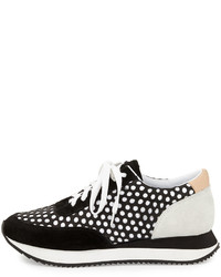Loeffler Randall Rio Perforated Leather Sneaker Black Mix