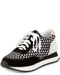 Loeffler Randall Rio Perforated Leather Sneaker Black Mix
