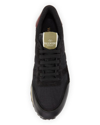 Valentino Rockrunner Meshleather Sneaker Black