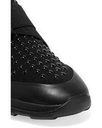 Christopher Kane Studded Neoprene And Leather Sneakers Black