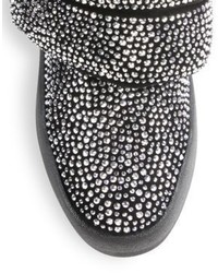 Giuseppe Zanotti Swarovski Crystal Leather Mid Top Sneakers