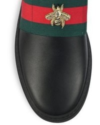 Gucci Web Bee Leather Sneakers