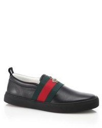 Gucci Web Bee Leather Sneakers
