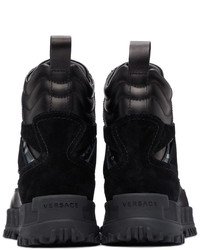 Versace Black Greca Print Lace Up Boots