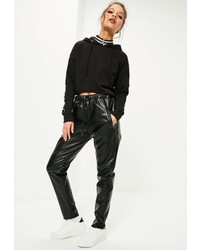 Missguided Black Faux Leather Joggers
