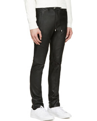 Balmain Black Leather Biker Lounge Pants