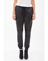 Forever 21 Contemporary Faux Leather Drawstring Joggers