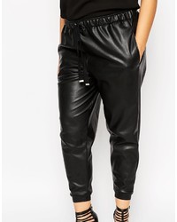 Asos Curve Jogger In Leather Look