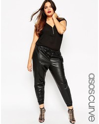 Asos Curve Jogger In Leather Look