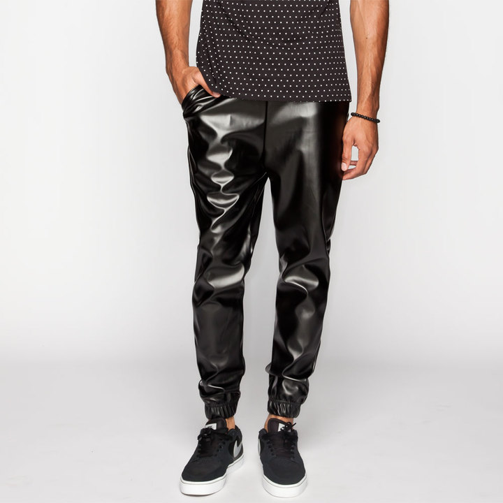 faux leather jogger pants