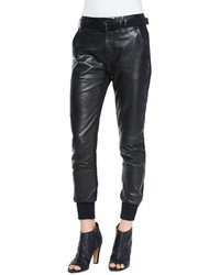 Vince Leather Belted Jogger Pants