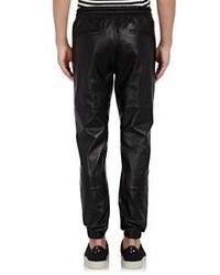 Ovadia & Sons Leather Jogger Pants Black