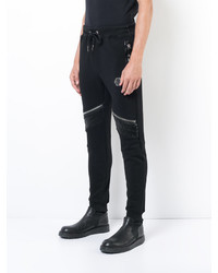 Philipp Plein Leather Zippers Sweatpants