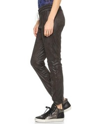 Monrow Perforated Faux Leather Sweatpants