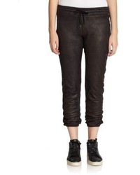 Monrow Perforated Faux Leather Track Pants