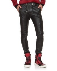 Balmain Quilted Leather Jogger Pants