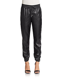 Saks Fifth Avenue RED Faux Leather Track Pants