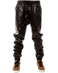 Sd The Rich Drop Crotch Perforated Leather Joggers