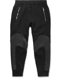 Neil Barrett Slim Fit Tapered Faux Leather Panelled Bonded Jersey Sweatpants
