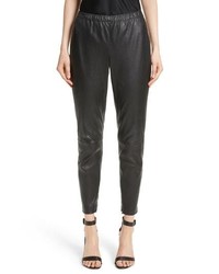 St. John Collection Stretch Nappa Leather Crop Pants