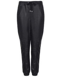 Topshop Super Soft Leather Look Seam Detail Joggers 94% Polyester 6% Elastane Hand Wash Only