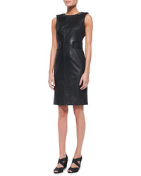 Women's Black Leather Tank Dress, Black Leather Wedge Sandals | Women's ...