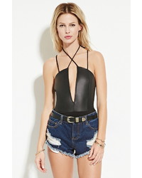 Forever 21 Faux Leather Paneled Bodysuit