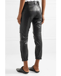 Nili Lotan Cropped Leather Tapered Pants