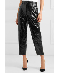 Givenchy Glossed Textured Leather Straight Leg Pants