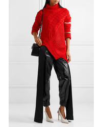Hellessy Jagger Draped Glossed Textured Leather Tapered Pants