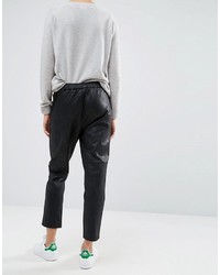 Asos Leather Look Joggers With Tie