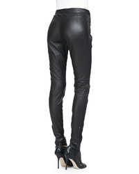 Burberry Side Paneled Leather Leggings Black