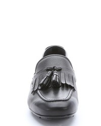 Salvatore Ferragamo Black Leather Nurachi Tassel Detail Loafers