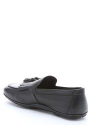 Salvatore Ferragamo Black Leather Nurachi Tassel Detail Loafers