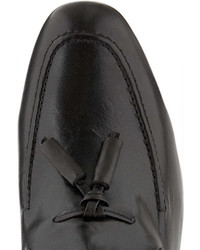 Hudson Black Leather Tassel Loafers