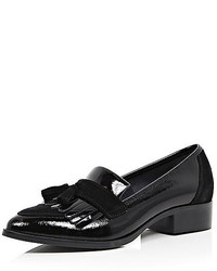 River Island Black Leather Tassel Pointed Loafers