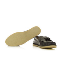 Topman Black Leather Tassel Slippers