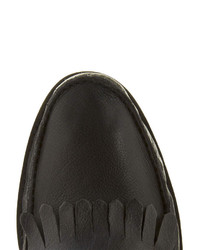 Topman Black Leather Tassel Slippers