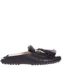 Tod's Black Pads Fringes Loafers In Leather