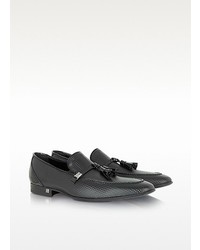 Loriblu Black Textured And Patent Leather Loafer