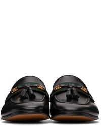 Gucci Black Web Interlocking G Slip On Loafers