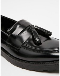 Asos Brand Tassel Loafers In Black Leather