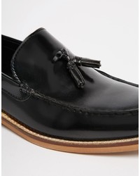 Asos Brand Tassle Loafers In Black Leather