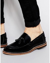 Asos Brand Tassle Loafers In Black Leather