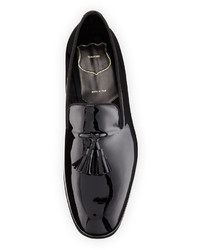 Tom Ford Chesterfield Patent Leather Tassel Front Loafer Black