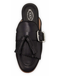 Tod's Leather Tassel Fringe Loafer Mule