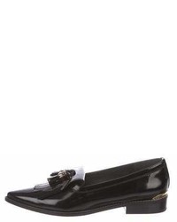 Stuart Weitzman Patent Leather Pointed Toe Loafers