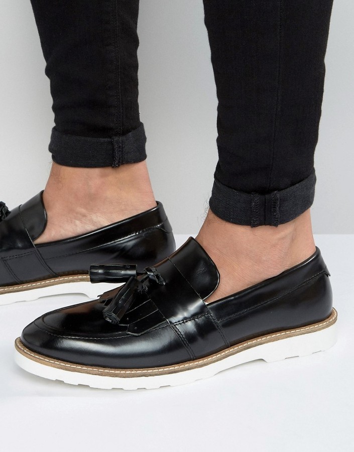 Asos Smart Loafers In Black Leather 