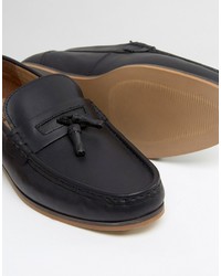 Asos Tassel Loafers In Black Leather