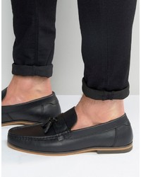 Asos Tassel Loafers In Black Leather